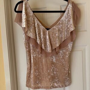 White House Black Market Tan Velvet Blouse